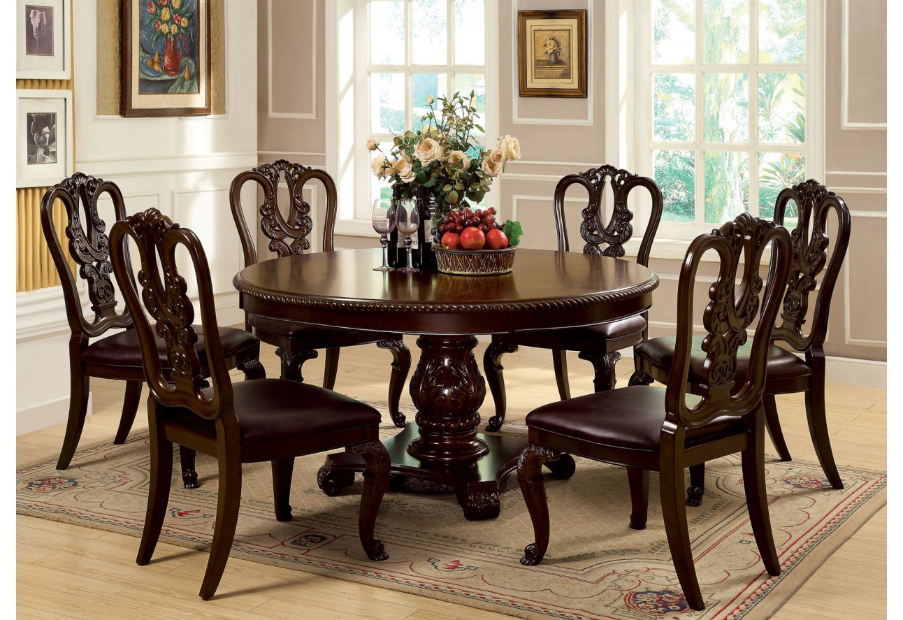 Dining Room gt; Round Tables gt; CM3319RT Round Table Dining Set Brown 