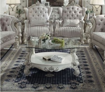 52085 Acme Versailles Living room Collection Ivory Velvet Bone white Collection