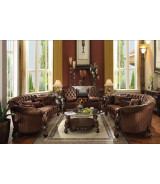 52080 Acme Versailles Living room Collection Brown Velvet Cherry Oak Finish