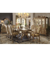 Acme  63150 Rectangular  Dining Set  Dresden Gold Platina Finish
