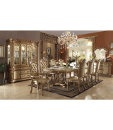 Acme  63000 Rectangular  Dining Set  Vendome Gold Platina Finish