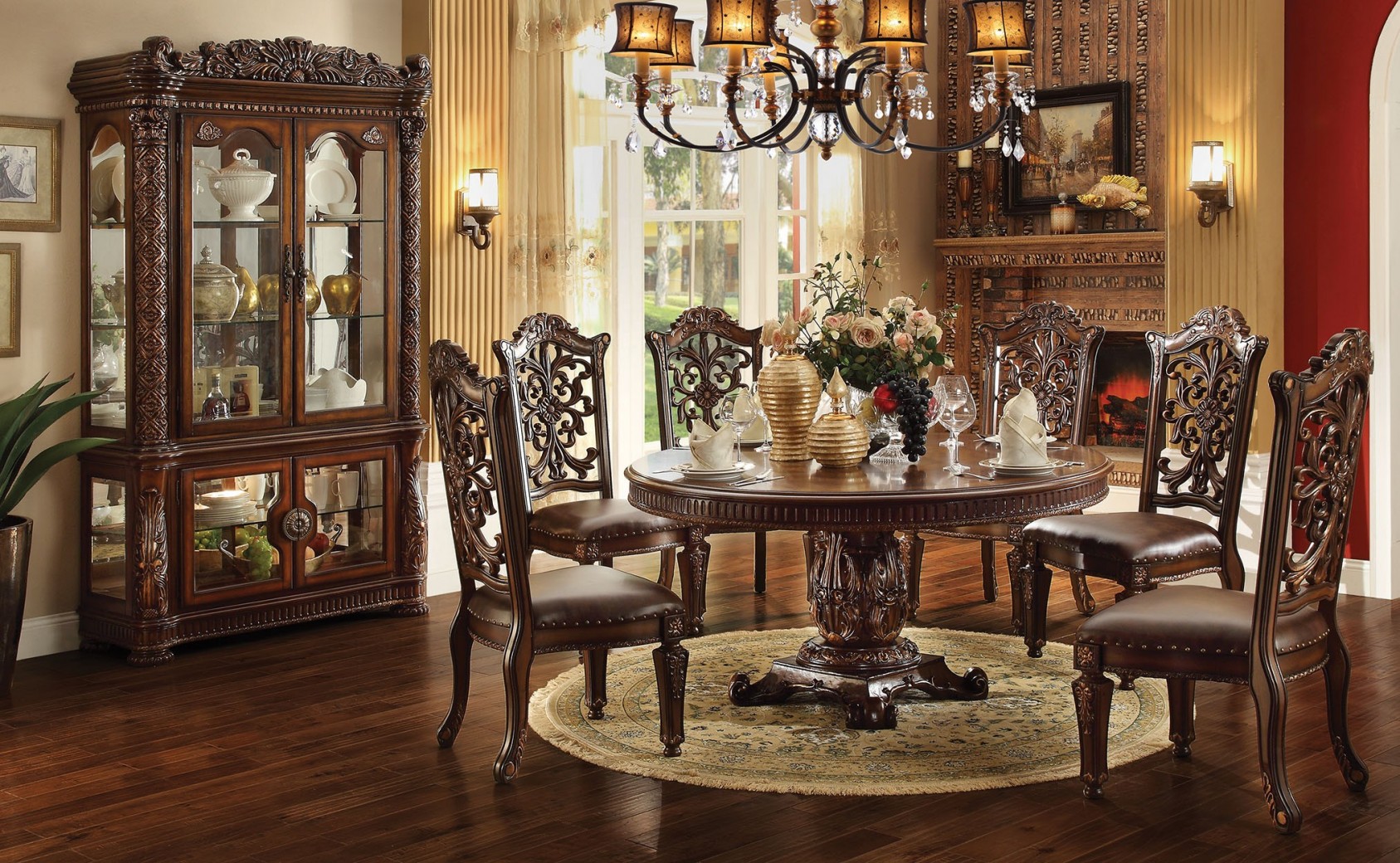 Acme 62015 Round  Dining Set  Vendome  Cherry Finish