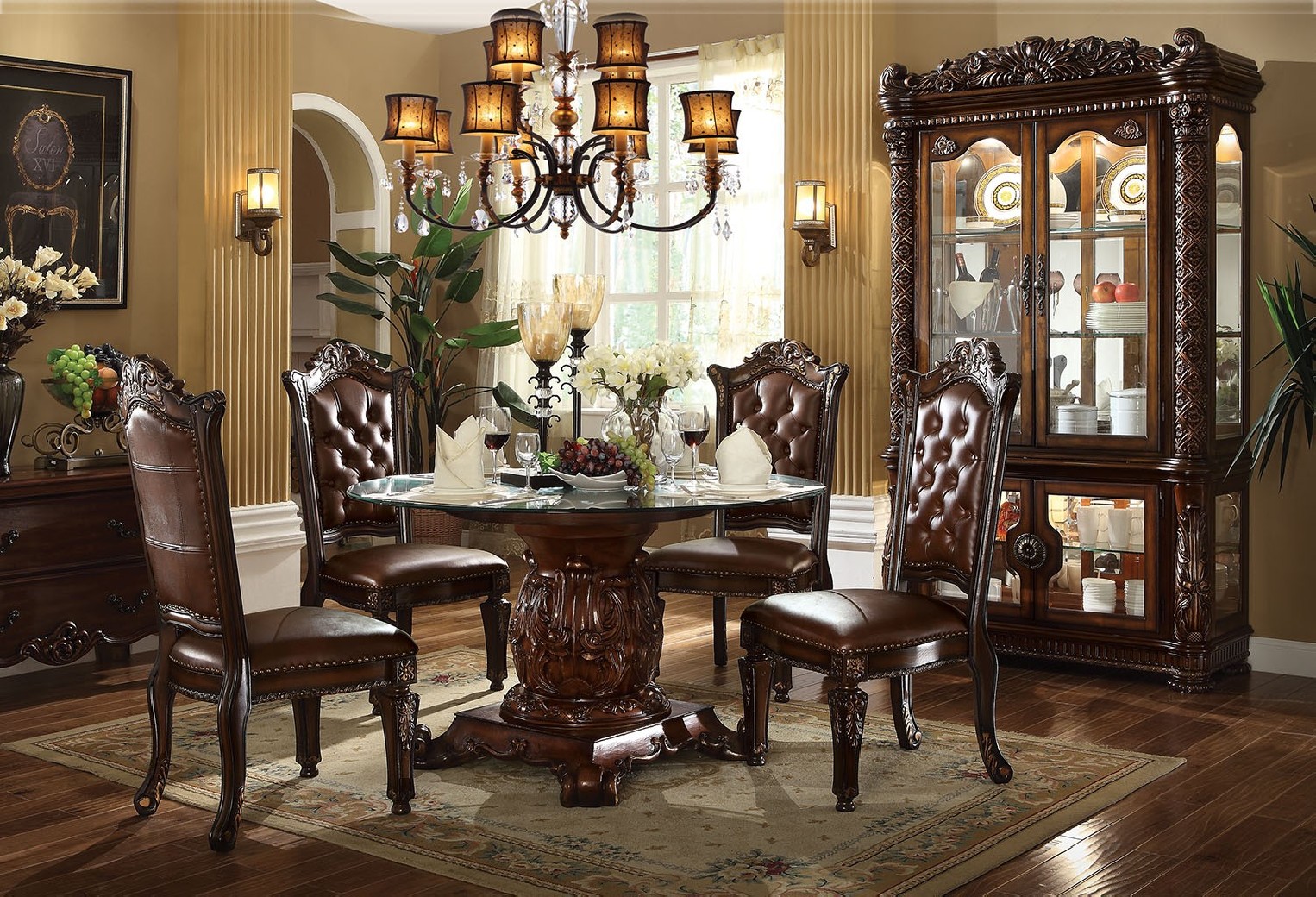 Acme 62010 Round  Dining Set  Vendome  Cherry Finish