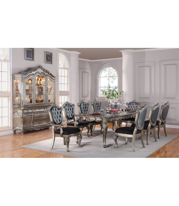 Acme 60540 Rectangular  Dining Set Chantelle Antique Platinum Finish