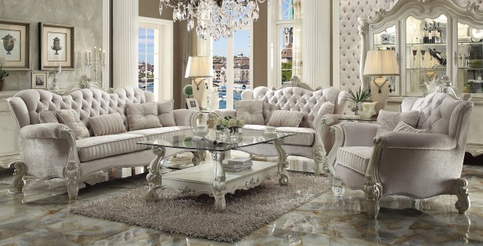Acme 52105 Versailles Living room Collection  Ivory Verlvet Finish