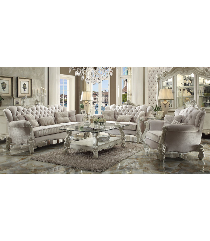 Acme 52105 Versailles Living room Collection  Ivory Verlvet Finish