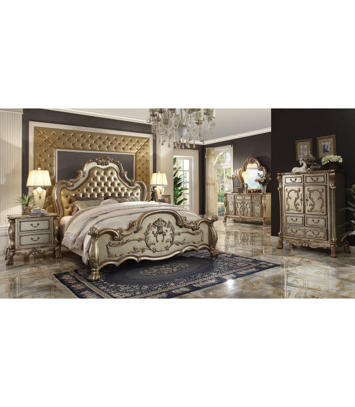 23160 Acme Dresden Bedroom Collection Gold Patina