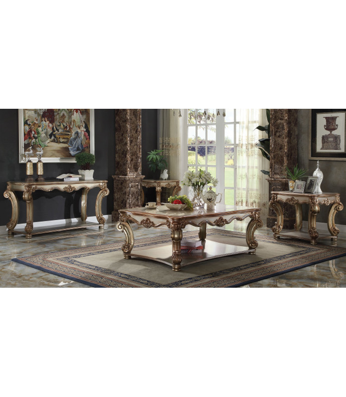 Acme 83000 Coffee Table Vendome Collection Gold Patina Finish 