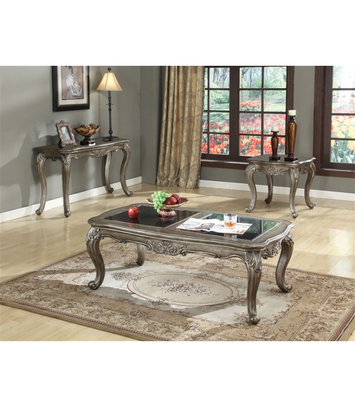 Acme 80540 Coffee Table Chantelle Collection Antique Platinum Finish 