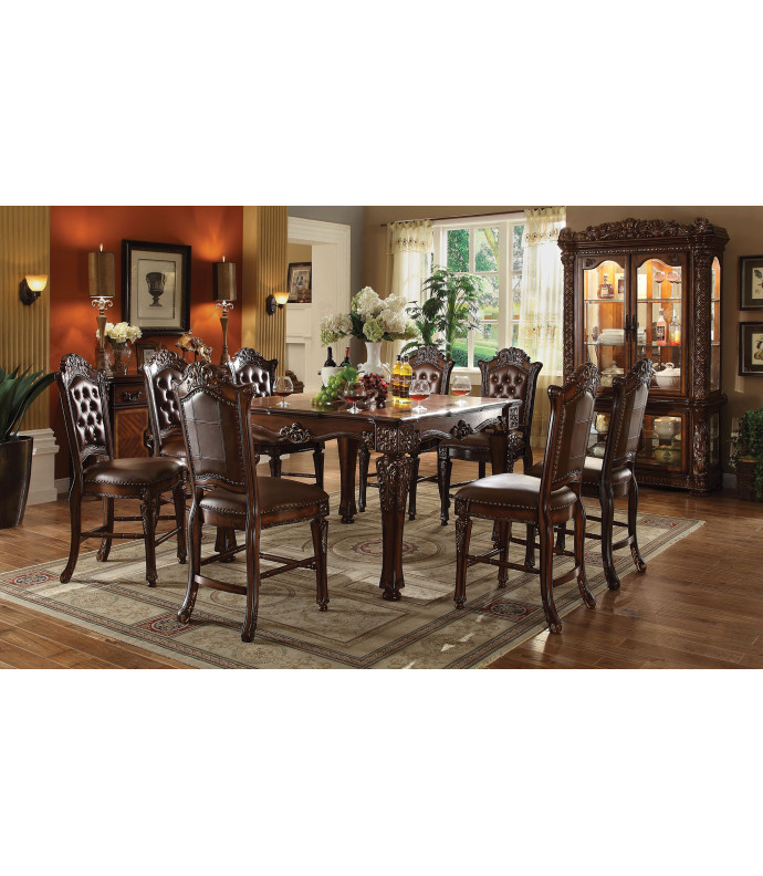 62025 Acme  Vendome Counter Height Dining Set Cherry Finish
