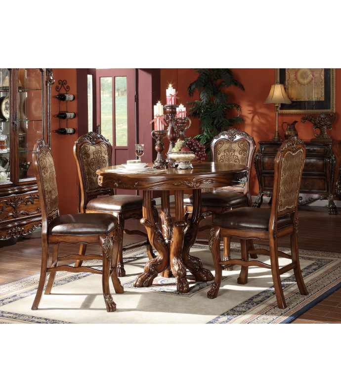 12160 Acme  Dresden Counter Height Dining Set  Cherry Oak Finish
