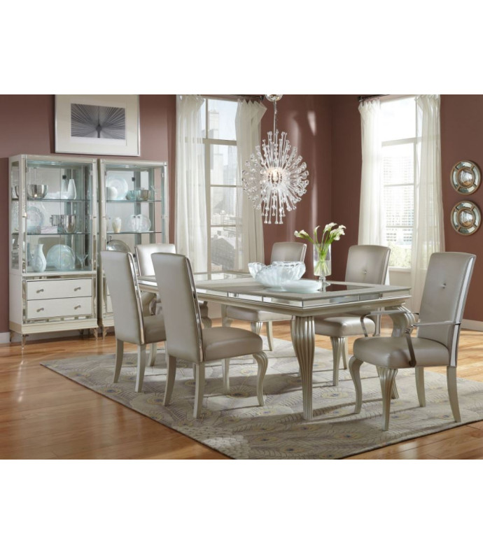 Aico  Hollywood Loft Dining Set  4 Leg Table Frost