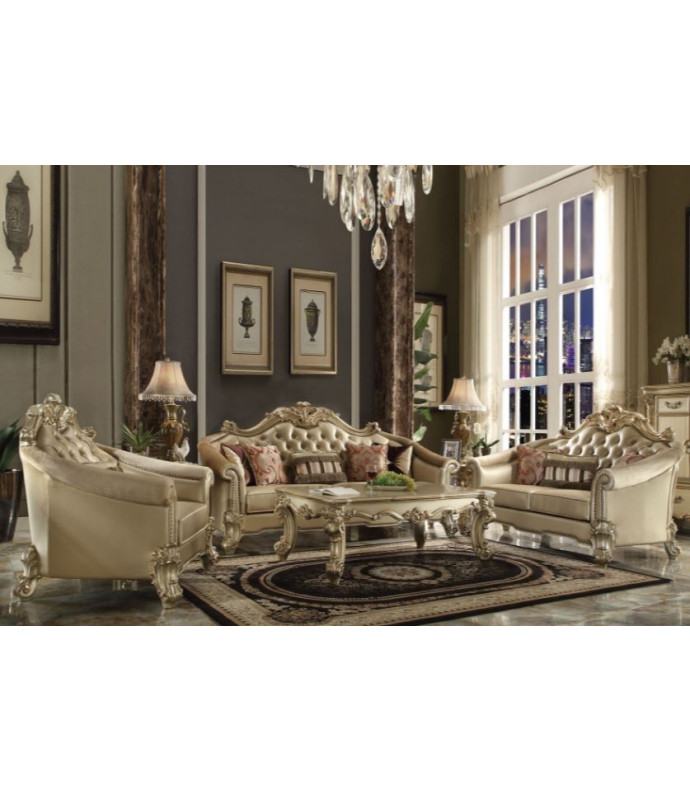 53120 Acme Living Room Vendome II Gold Patina Finish/ Bone PU