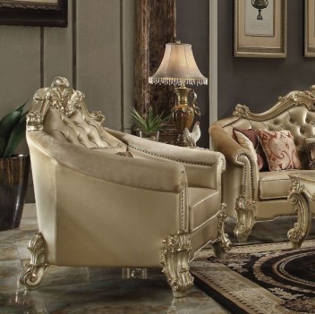 53120 Acme Living Room Vendome II Gold Patina Finish/ Bone PU