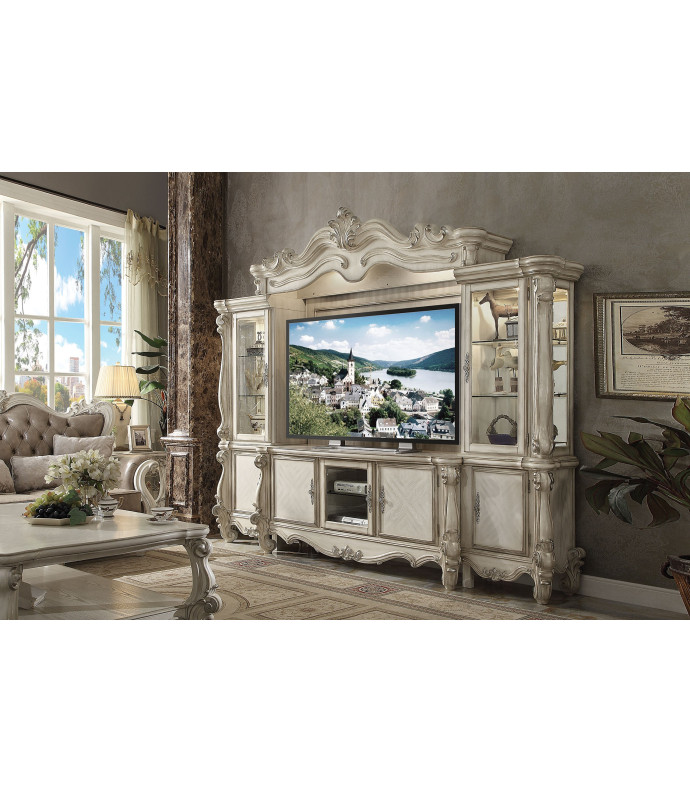 Versailles Bone White Finish Entertainment Center