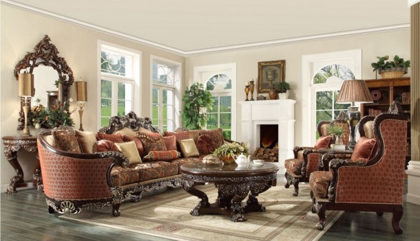 HD 111 Homey Design upholstery living room set Victorian, European & Classic design Sofa Set