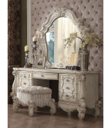 Acme 21137 Versailles Bone White Finish Vanity Set with stool &