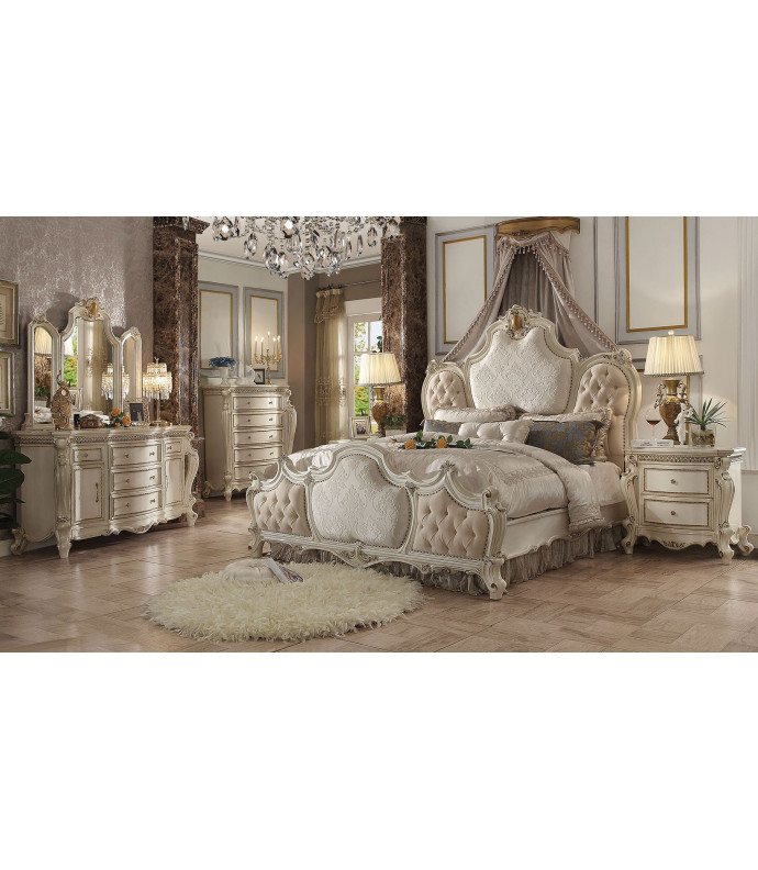 26880 Fabric Antique Pearl Finish Bed Picardy Collection By Acme Furniture