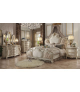 26880 Fabric Antique Pearl Finish Bed Picardy Collection By Acme Furniture