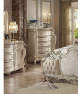 26880 Fabric Antique Pearl Finish Bed Picardy Collection By Acme Furniture