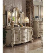 26880 Fabric Antique Pearl Finish Bed Picardy Collection By Acme Furniture