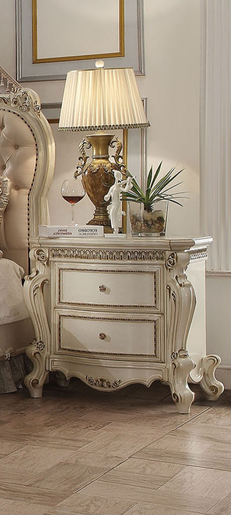 26880 Fabric Antique Pearl Finish Bed Picardy Collection By Acme Furniture