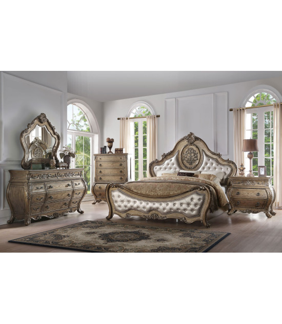 26310Q Acme Ragenardus Bedroom Set Collection .Vintage Oak Finish / Pu