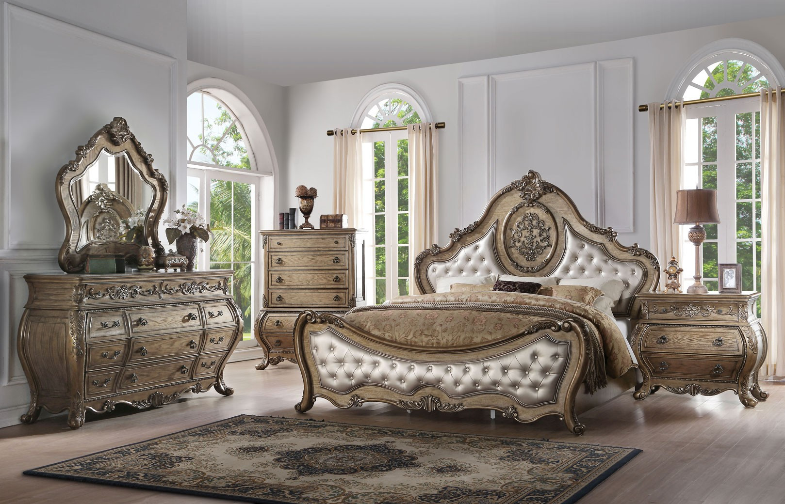 26310Q Acme Ragenardus Bedroom Set Collection .Vintage Oak Finish / Pu