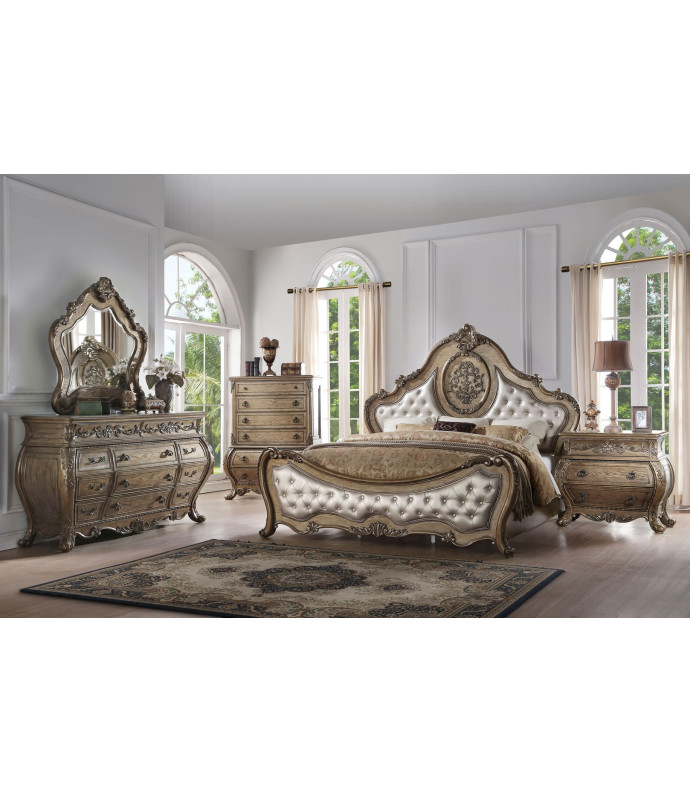 26310Q Acme Ragenardus Bedroom Set Collection .Vintage Oak Finish / Pu