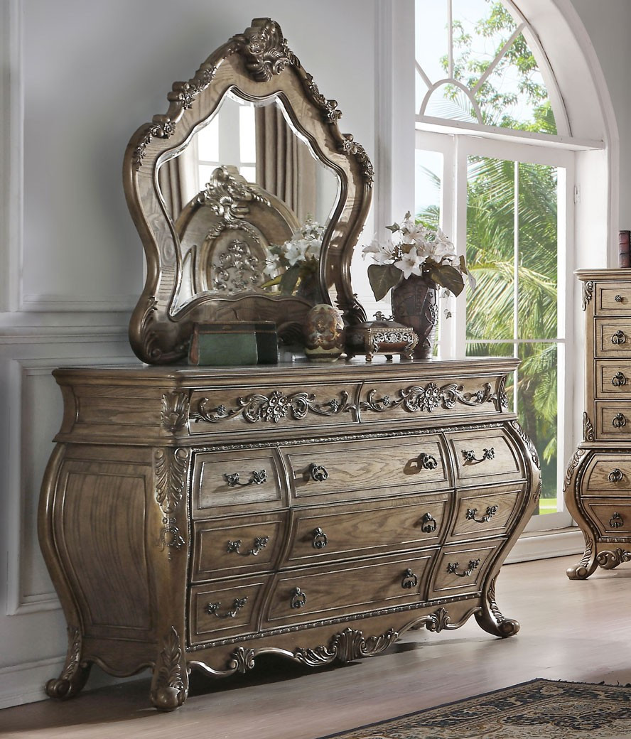 26310Q Acme Ragenardus Bedroom Set Collection .Vintage Oak Finish / Pu