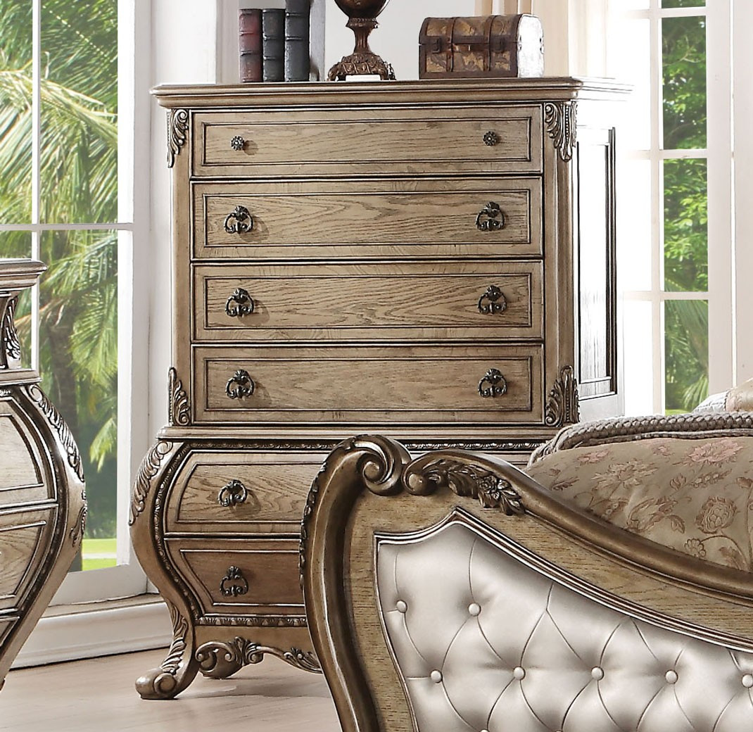 26310Q Acme Ragenardus Bedroom Set Collection .Vintage Oak Finish / Pu