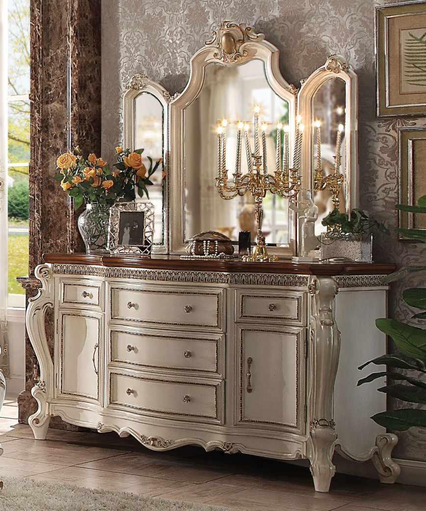 26900Q Buttersctoch / Pearl Finish Bedroom Set Picardy Collection by Acme Furniture