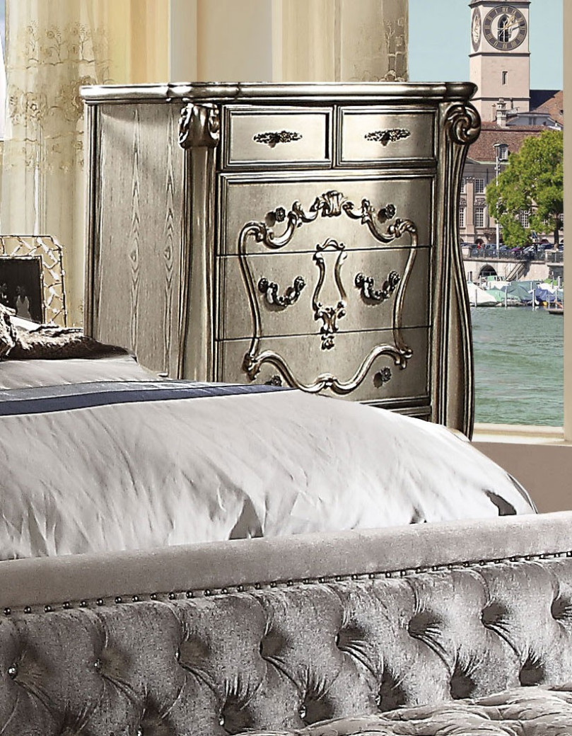 26820 Velvet / Antique Platinum Finish Acme Versailles
