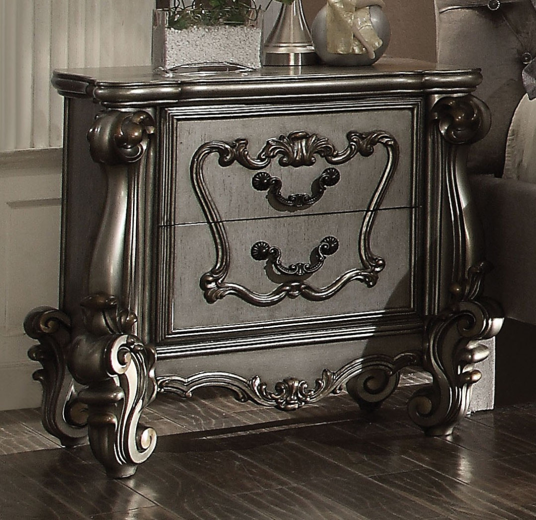 26820 Velvet / Antique Platinum Finish Acme Versailles