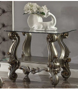 56845 ACME VERSAILLES SOFA COLLECTION VELVET ANTIQUE PLATINUM