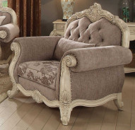 56020 Gray Fabric /Antique White Finish Living room Acme Ragenardus Collection