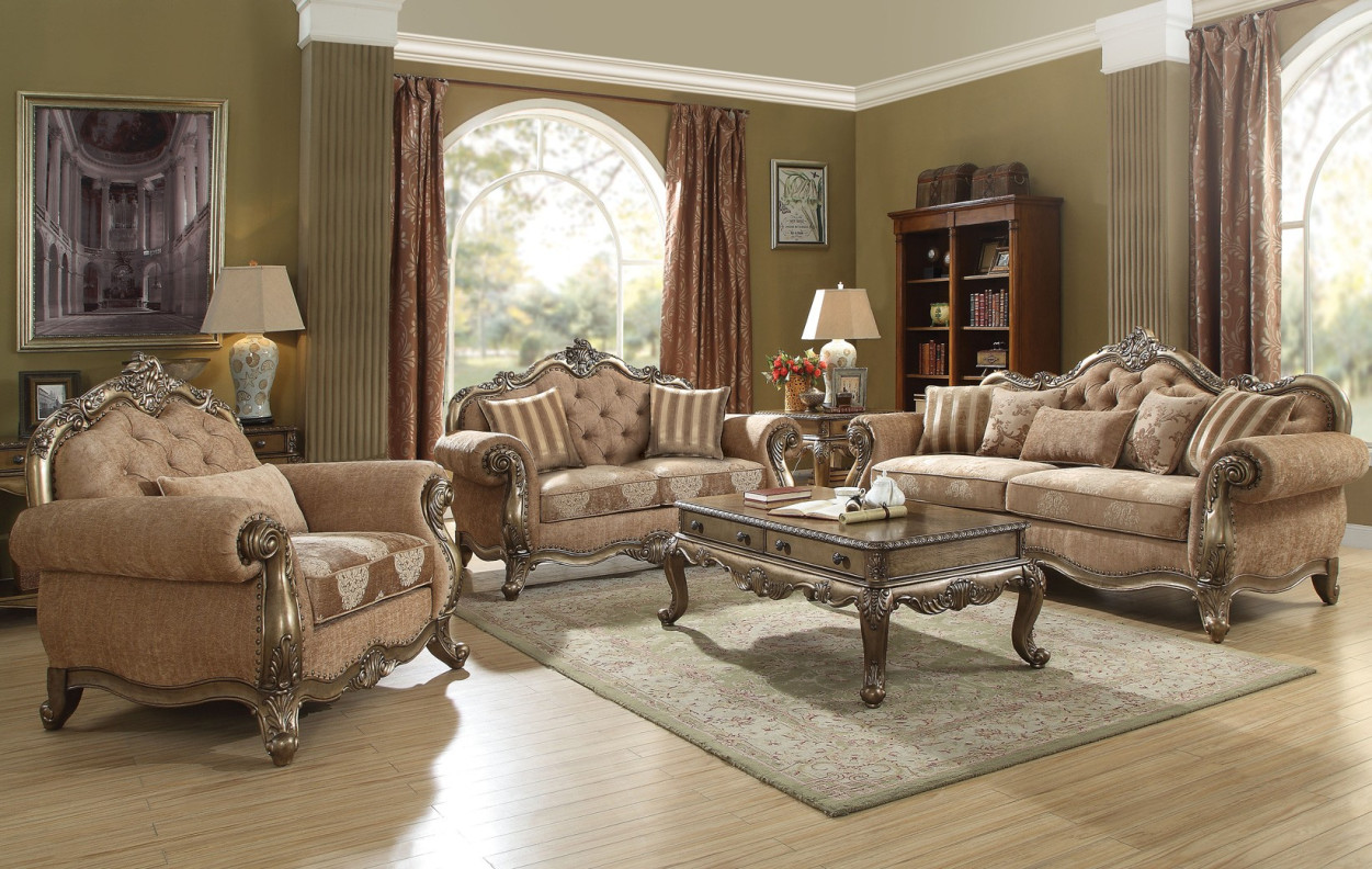 56030 Fabric / Vintage Oak Finish Living Room Ragenardus Collection By Acme Furniture