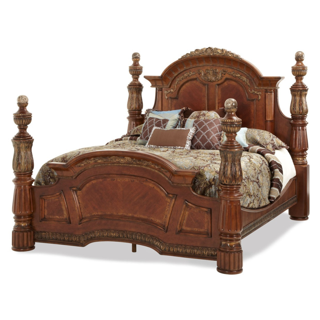 Aico Villa Valencia Low Poster bed Classic Chestnut michael
