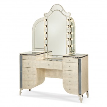 Aico Hollywood Swank Bedroom Vanity & Mirror (2 pc) CRYSTAL CROC