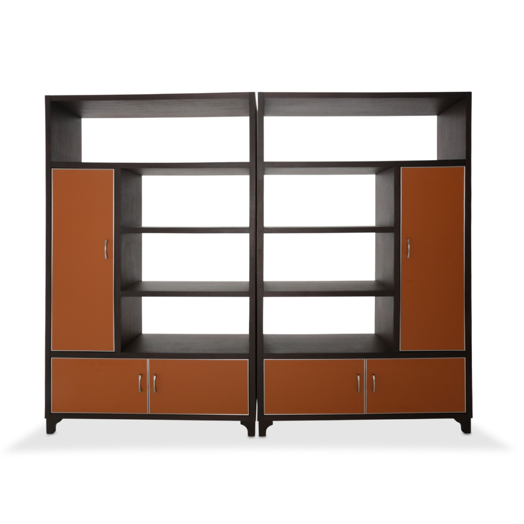 Aico 21 COSMOPOLITAN ORANGE 2 Piece Bookcase Unit Diablo Orange