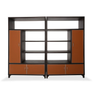 Aico 21 COSMOPOLITAN ORANGE 2 Piece Bookcase Unit Diablo Orange