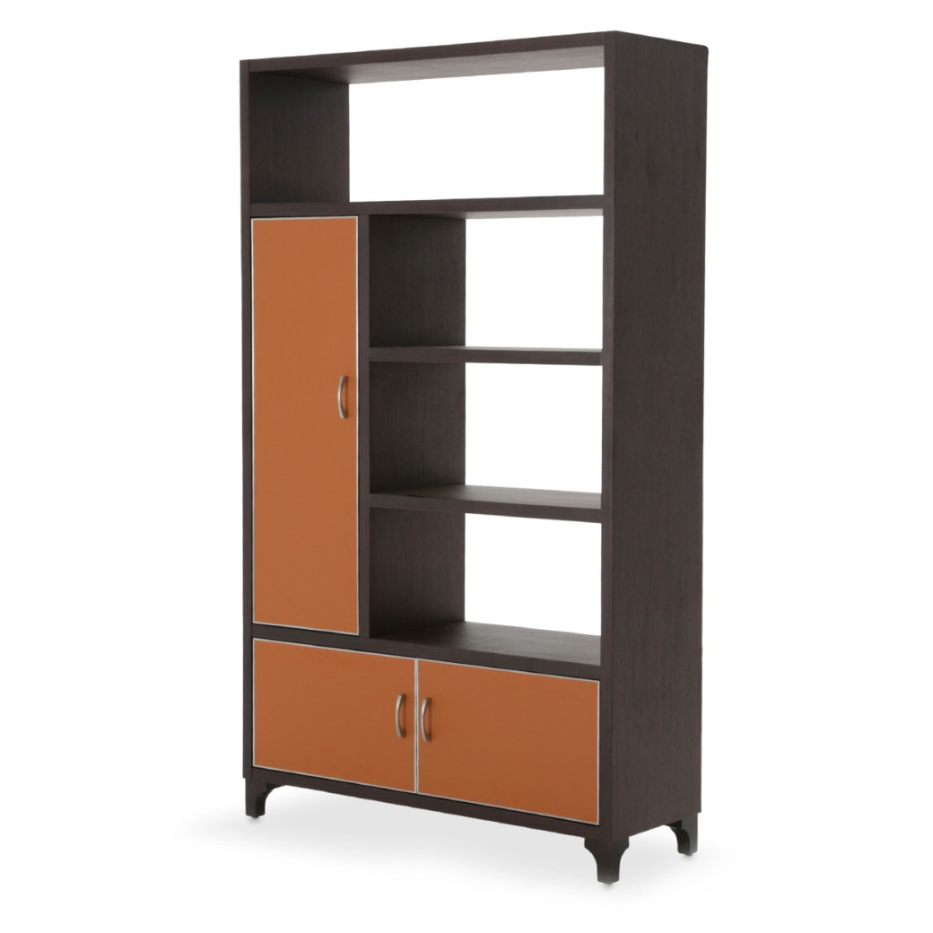 Aico 21 COSMOPOLITAN ORANGE 2 Piece Bookcase Unit Diablo Orange