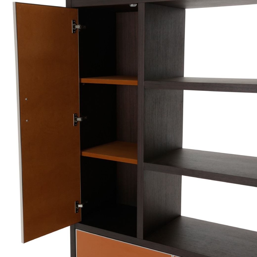 Aico 21 COSMOPOLITAN ORANGE 2 Piece Bookcase Unit Diablo Orange