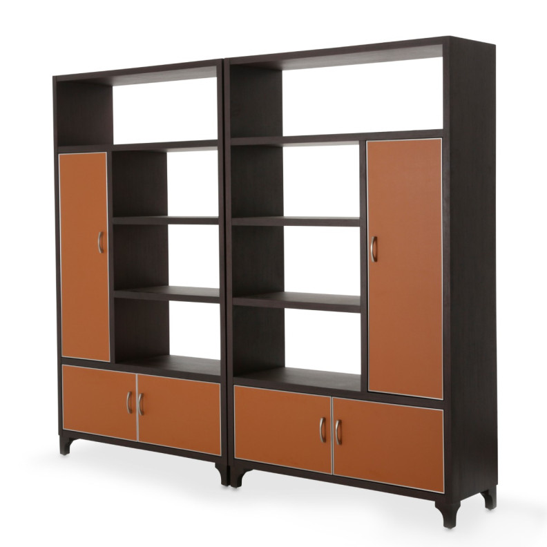 Aico 21 COSMOPOLITAN ORANGE 2 Piece Bookcase Unit Diablo Orange