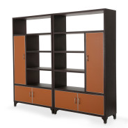Aico 21 COSMOPOLITAN ORANGE 2 Piece Bookcase Unit Diablo Orange