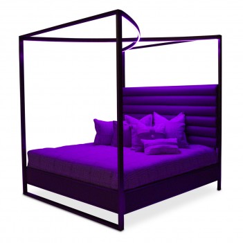 Aico Metro Lights Queen Canopy Bed Bedroom Set Midninght