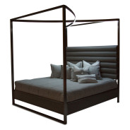 Aico Metro Lights Queen Canopy Bed Bedroom Set Midninght