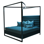 Aico Metro Lights Queen Canopy Bed Bedroom Set Midninght
