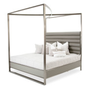 Aico Metro Lights Queen Canopy Bed Bedroom Set Midninght