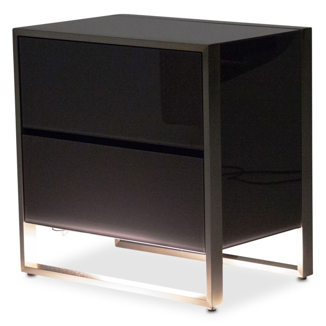 Aico Metro Lights Queen Canopy Bed Bedroom Set Midninght